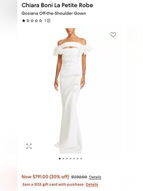 Chiara Boni Off-the-Shoulder White Evening Dress